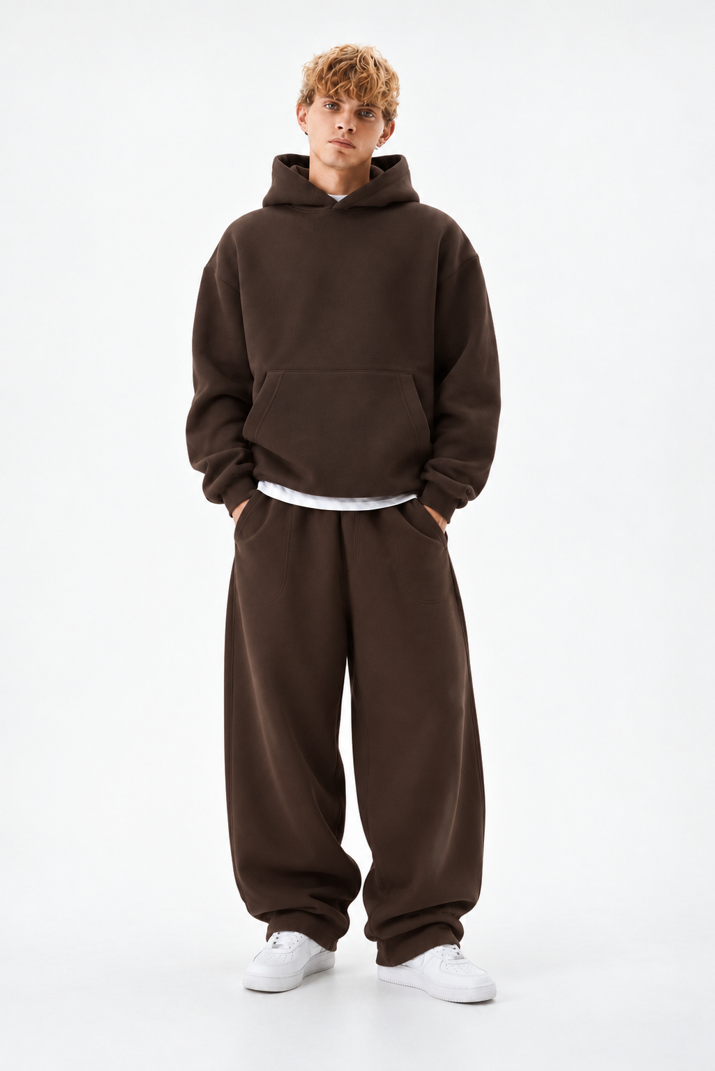 COZY STRAIGHT LEG SWEATPANTS - BROWN