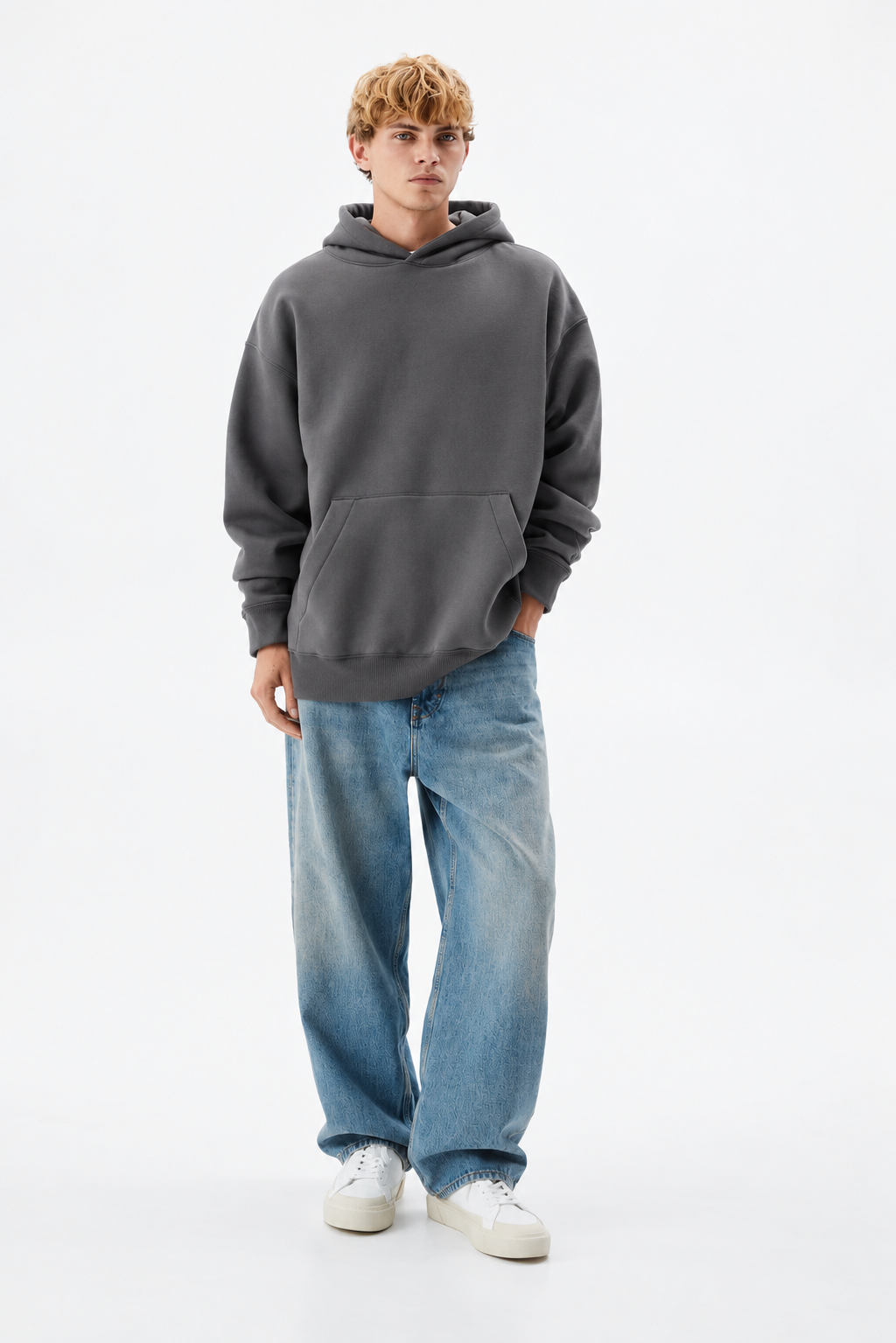 Gray Basic Oversized Hoodie