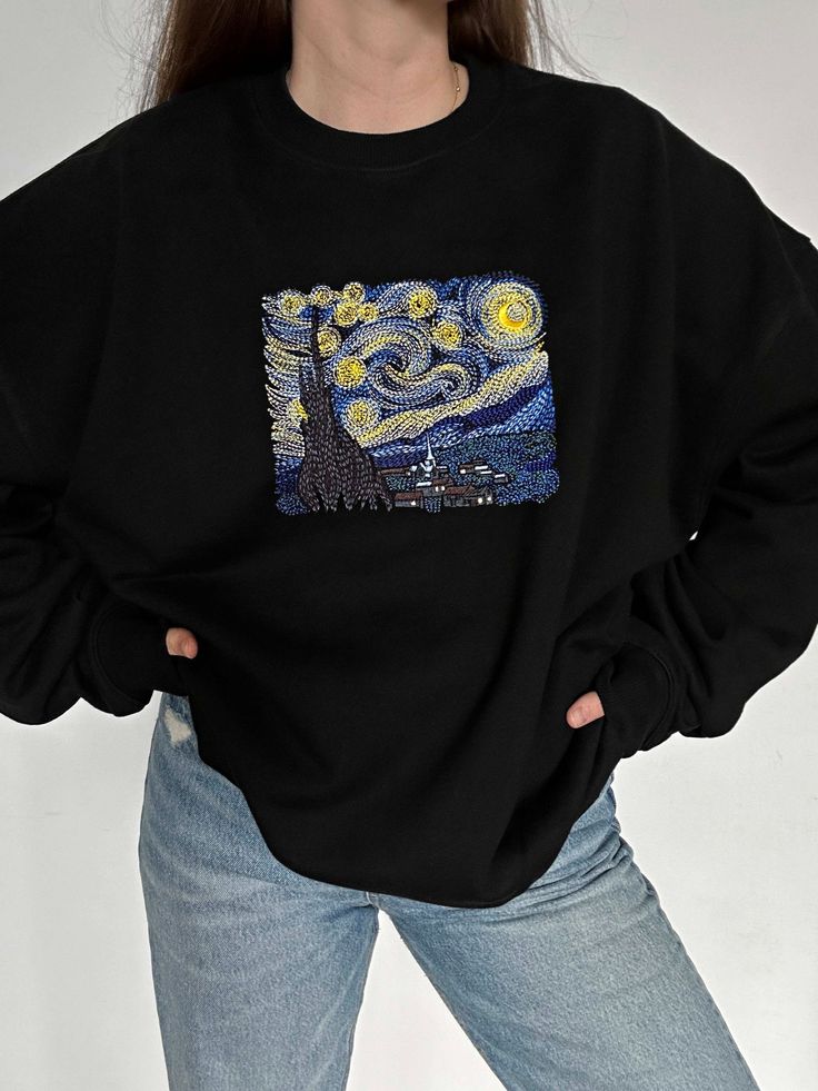 The Starry Night Embroidered Crewneck