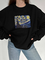 The Starry Night Embroidered Crewneck