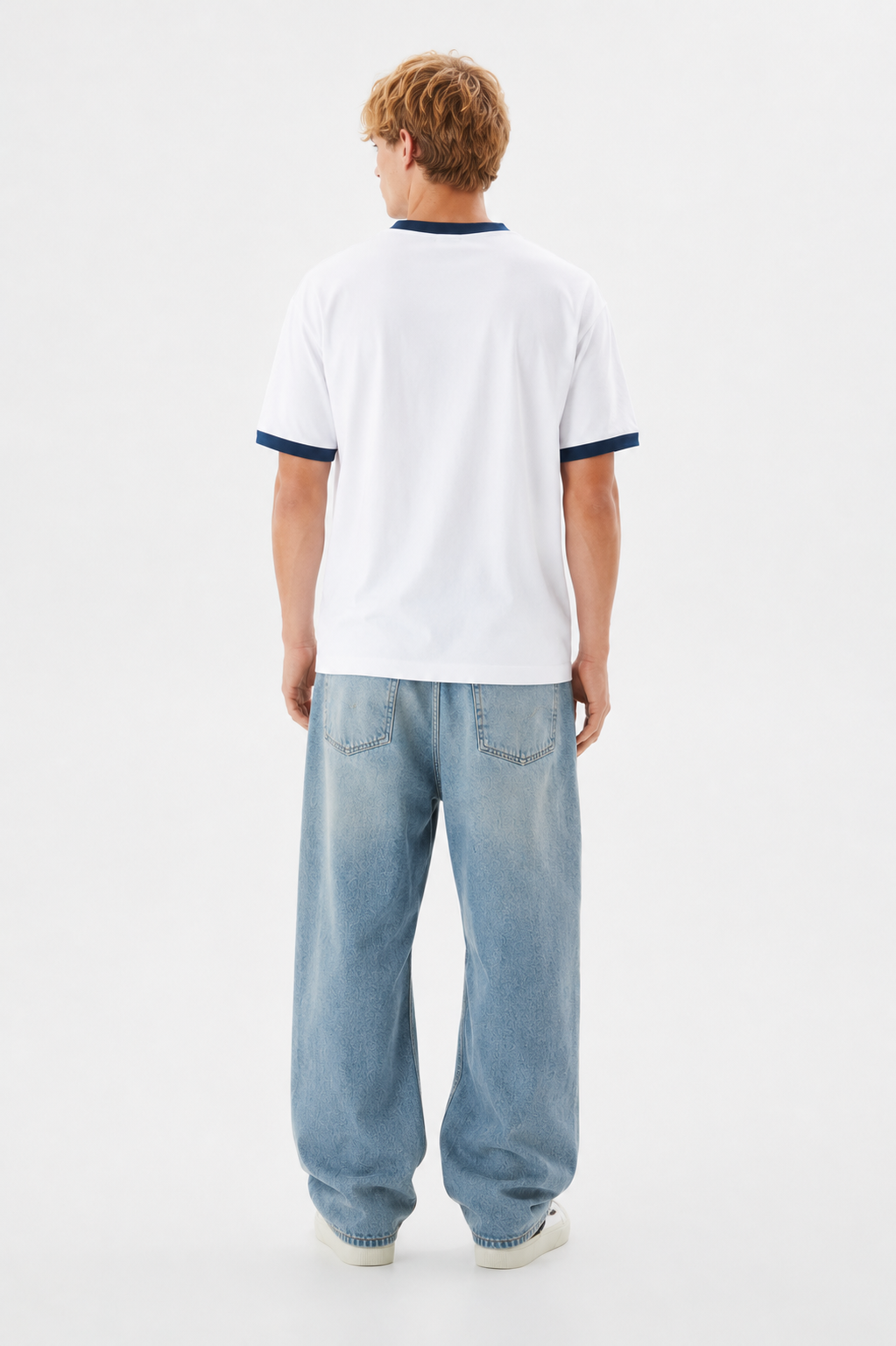 White & Navy Ringer T-Shirt