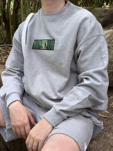 SAMURAI NEAR A TORII GATE IN A BAMBOO GROVE Crewneck