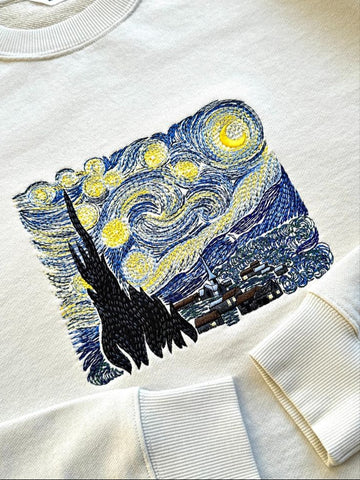 The Starry Night Embroidered Crewneck