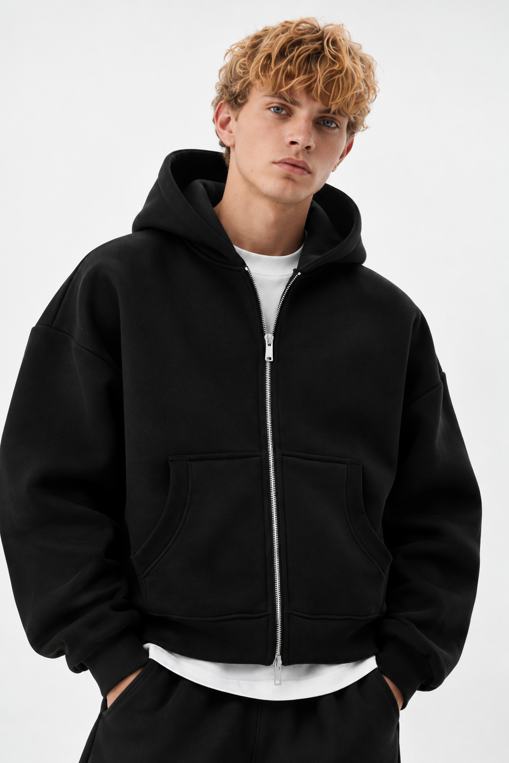 COZY ZIP UP SET - BLACK