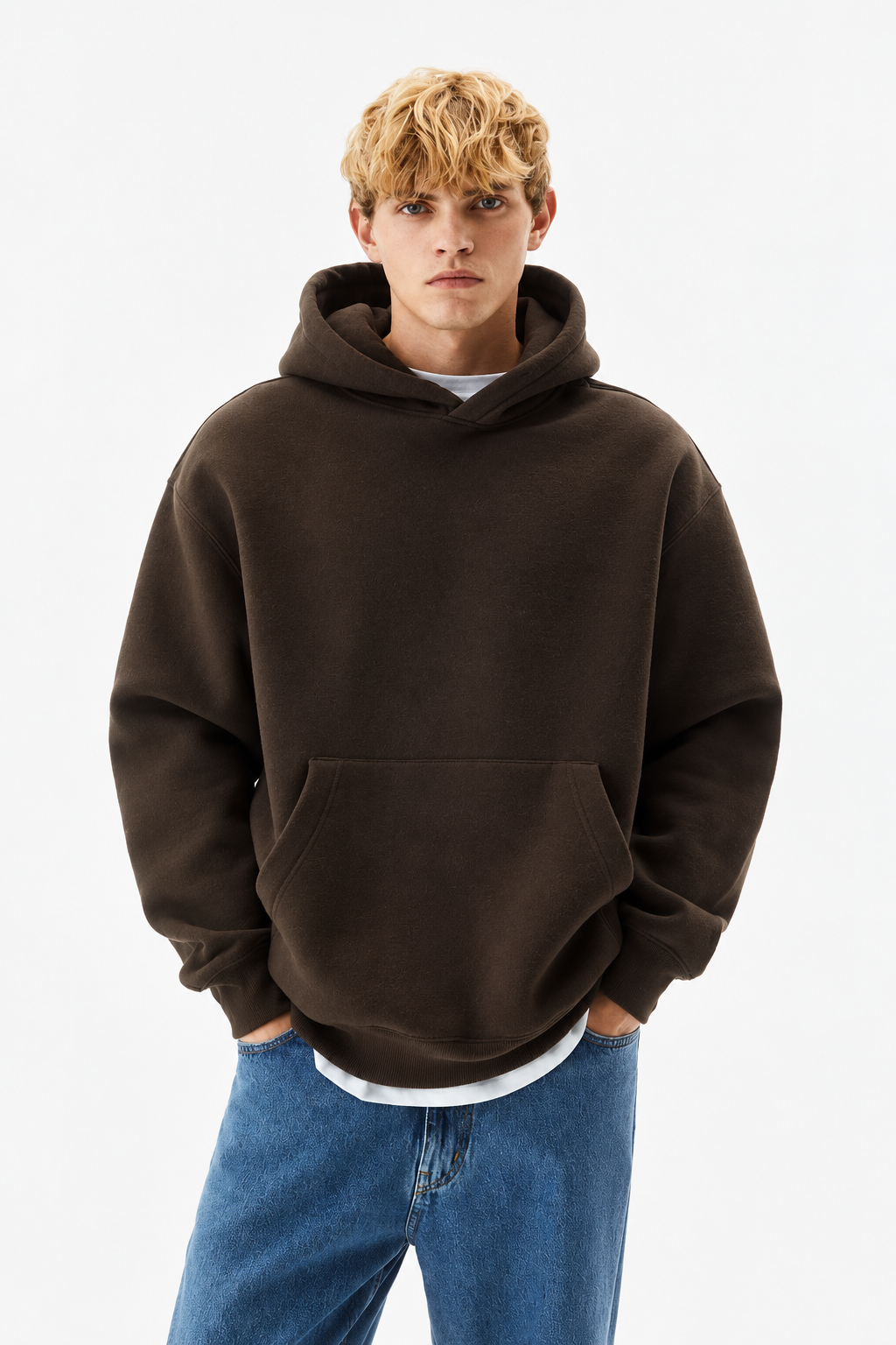 Brown Basic Oversized Hoodie