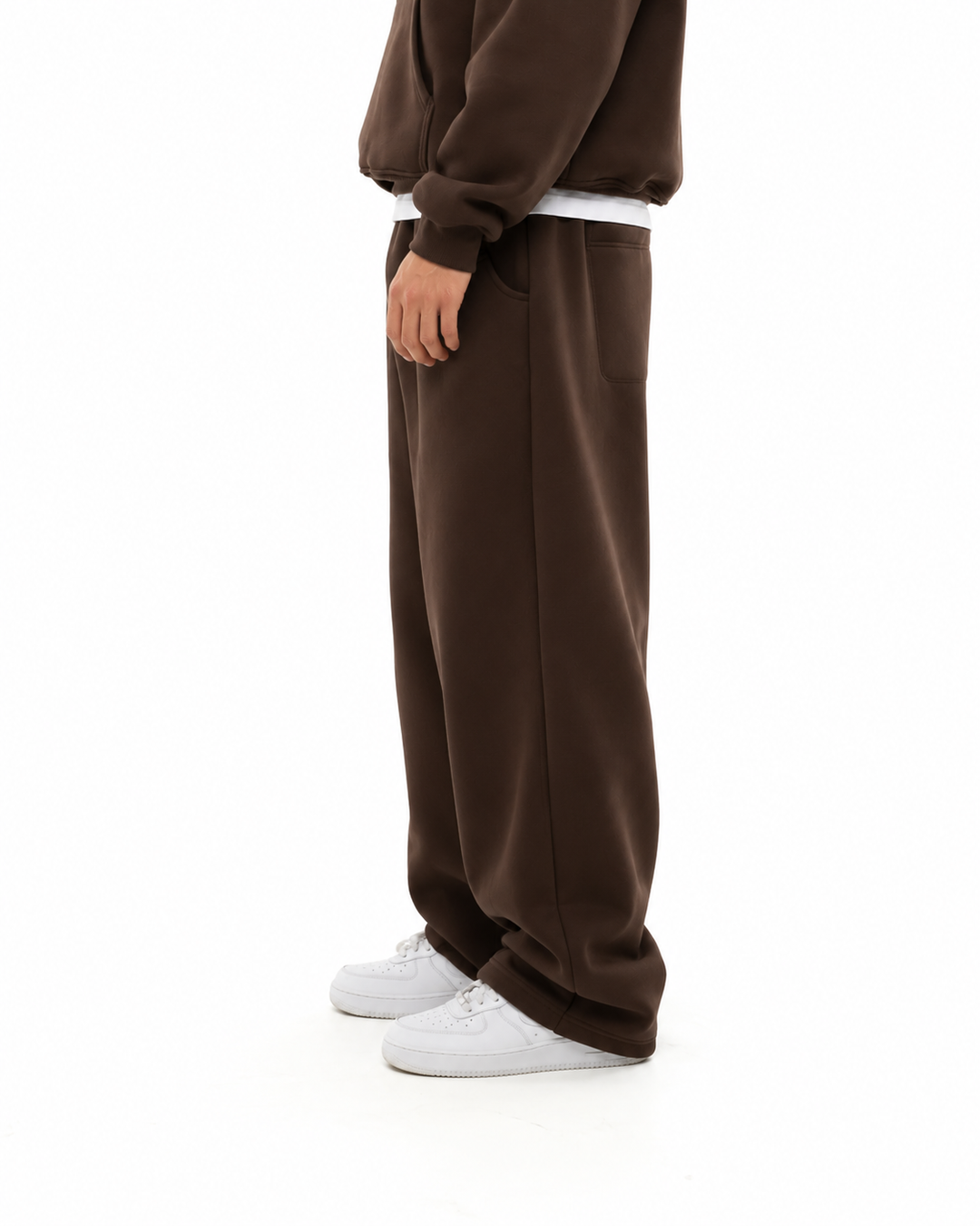 COZY STRAIGHT LEG SWEATPANTS - BROWN