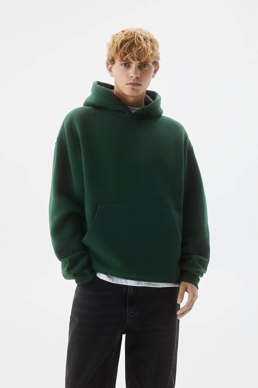Dark Green Basic Oversized Hoodie