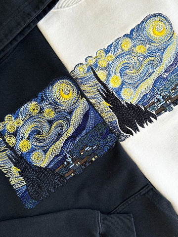 The Starry Night Embroidered Crewneck