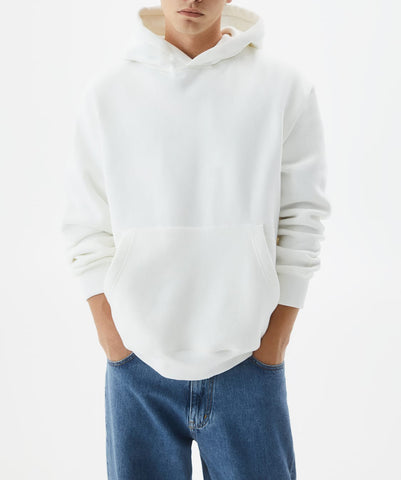 Off White Basic Oversized Hoodie