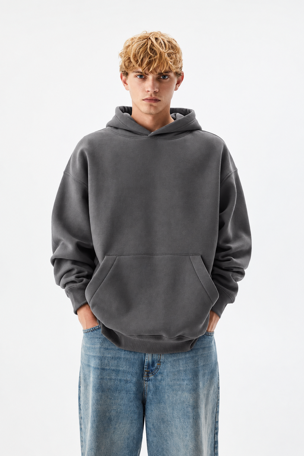 Gray Basic Oversized Hoodie