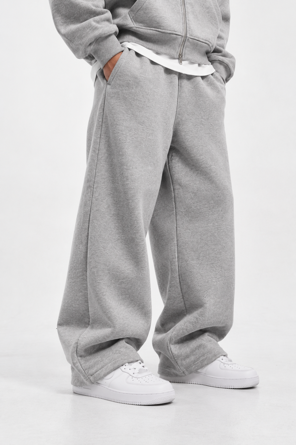 COZY ZIP UP SET - MARL GRAY