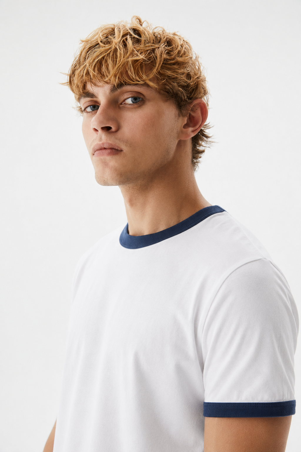 White & Navy Ringer T-Shirt