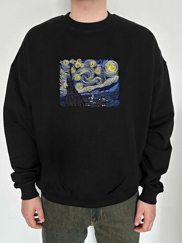 The Starry Night Embroidered Crewneck
