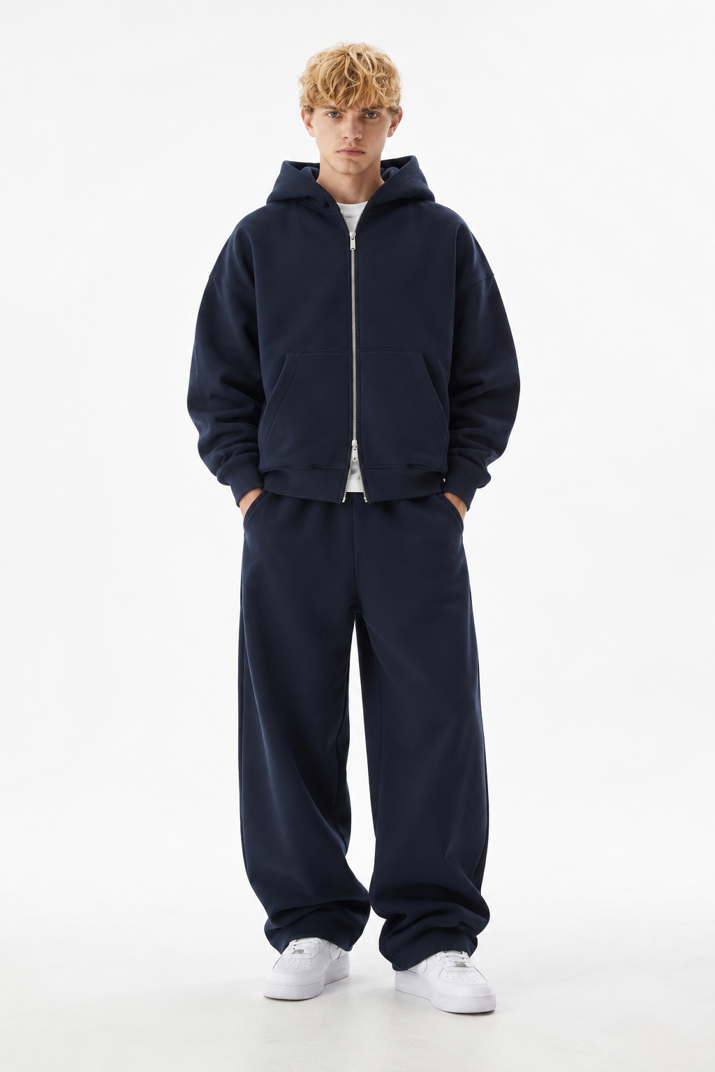 COZY ZIP UP SET - NAVY