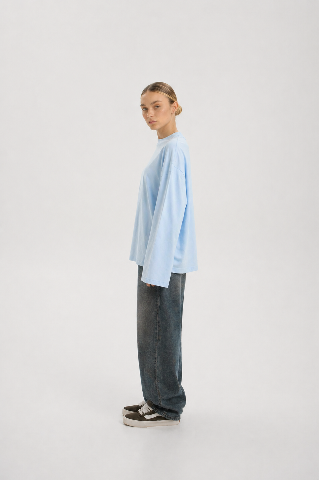 Baby Blue Long Sleeve Oversized T-Shirt