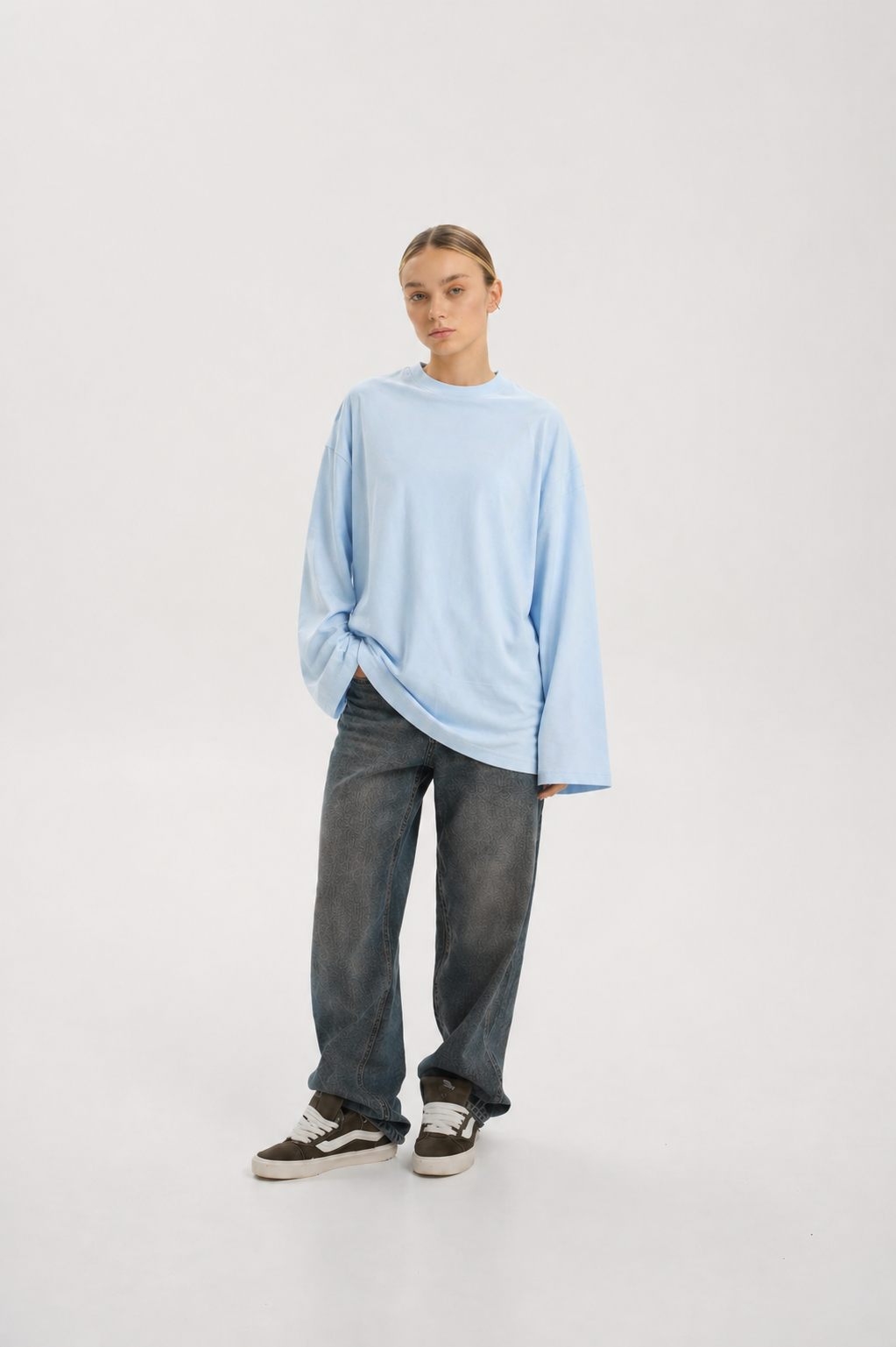 Baby Blue Long Sleeve Oversized T-Shirt