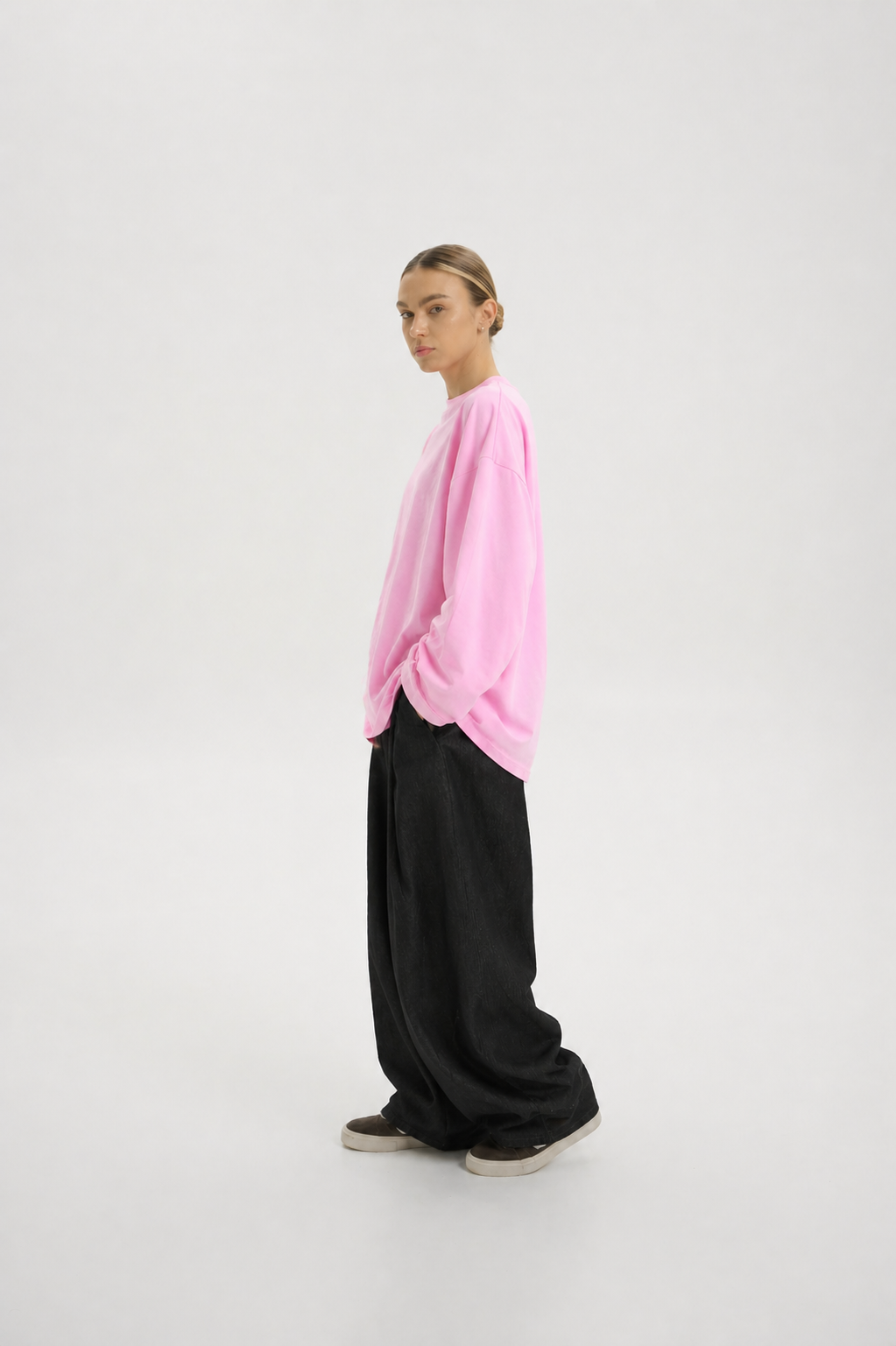 Baby Pink Long Sleeve Oversized T-Shirt