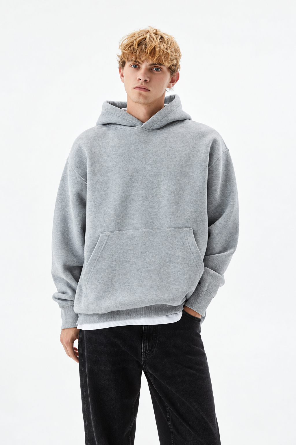 Grey Marl Basic Oversized Hoodie
