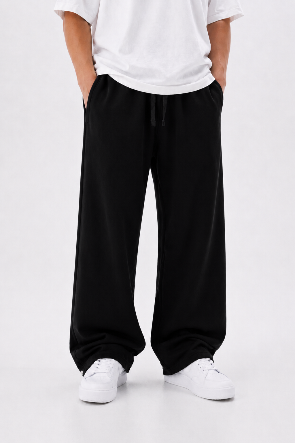 Black Straight Leg Sweatpants