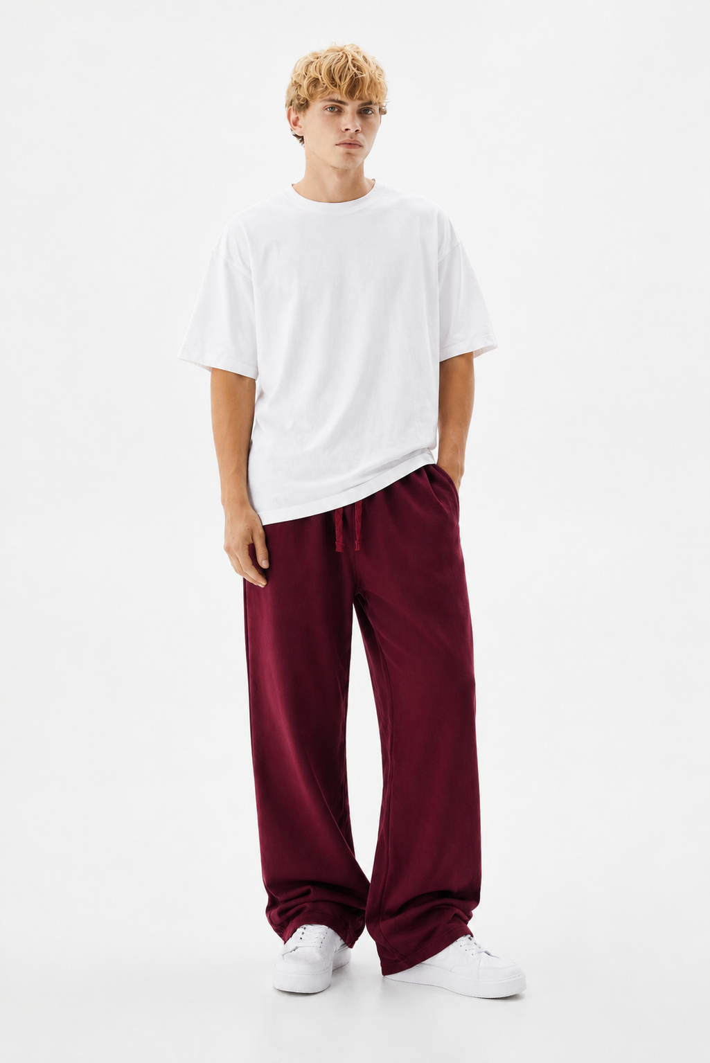 Burgundy Straight Leg Sweatpants