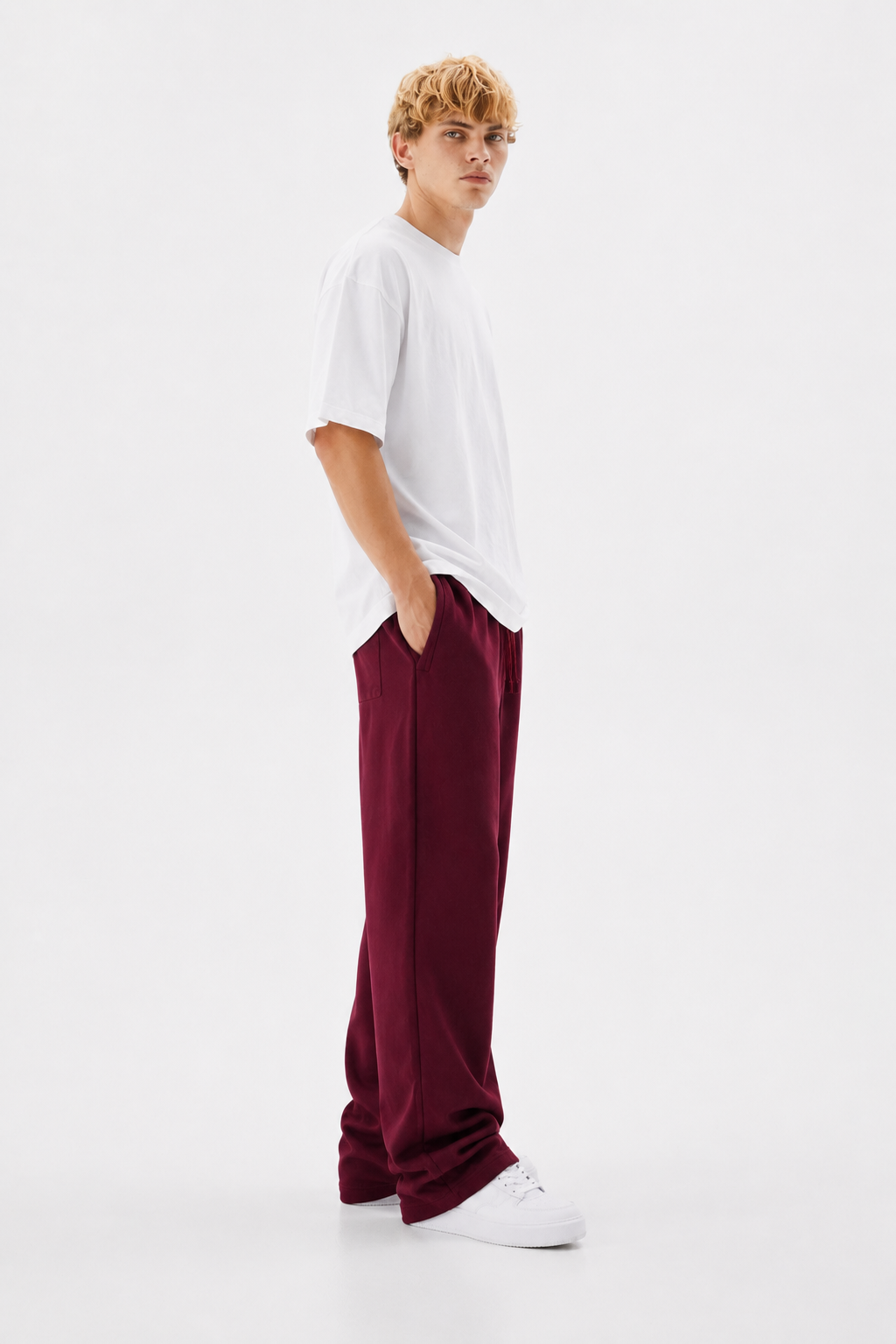 Burgundy Straight Leg Sweatpants