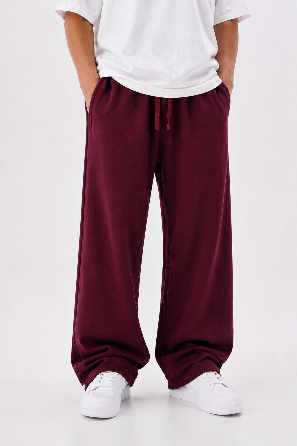 Burgundy Straight Leg Sweatpants