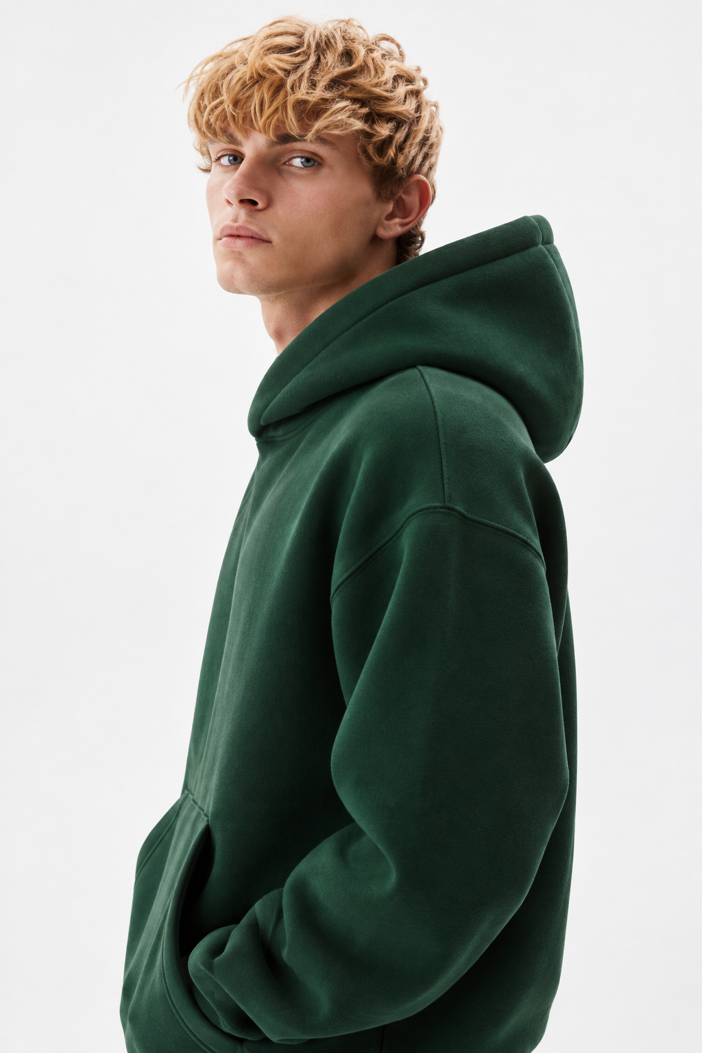 Dark Green Basic Oversized Hoodie