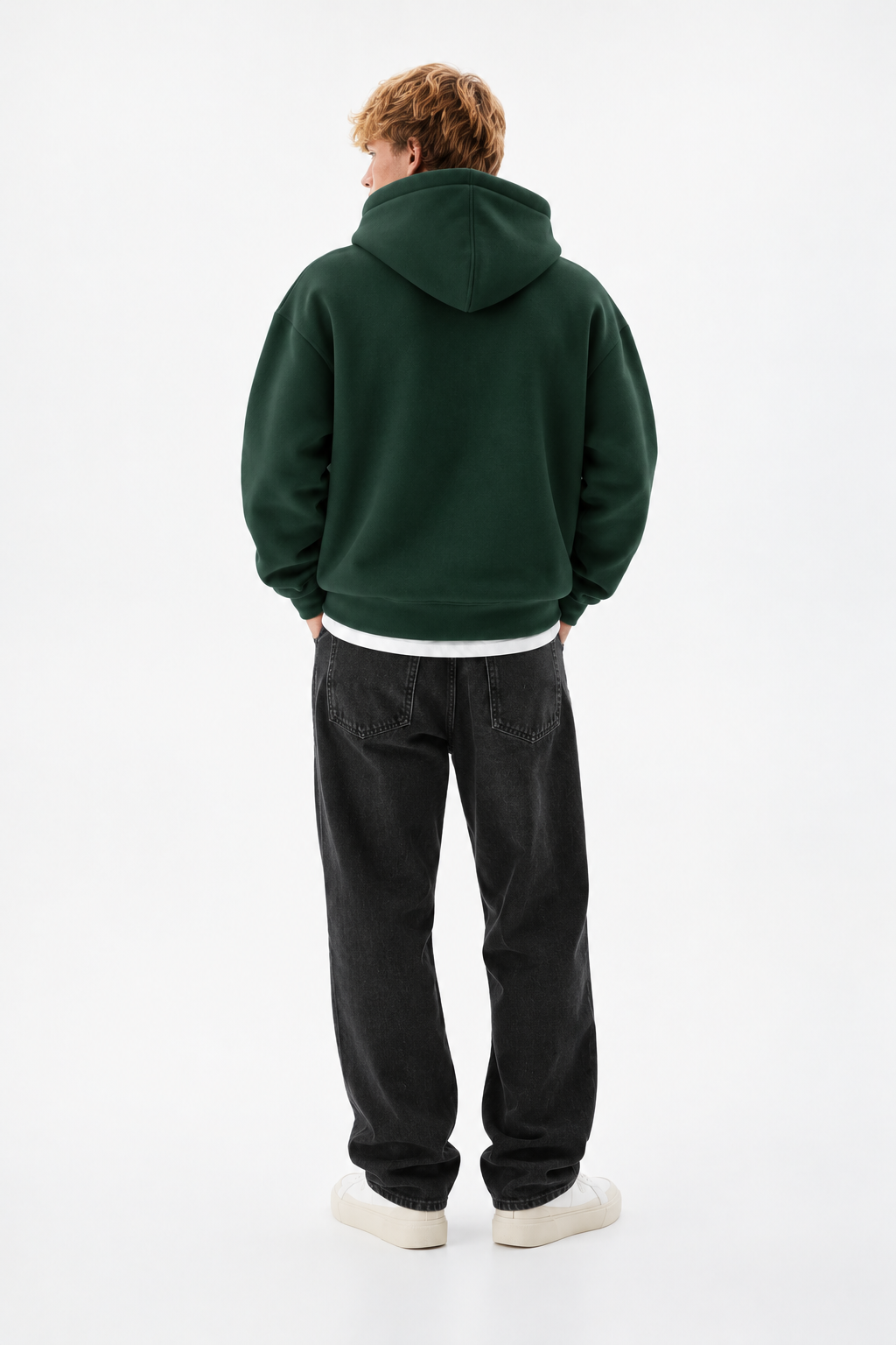 Dark Green Basic Oversized Hoodie