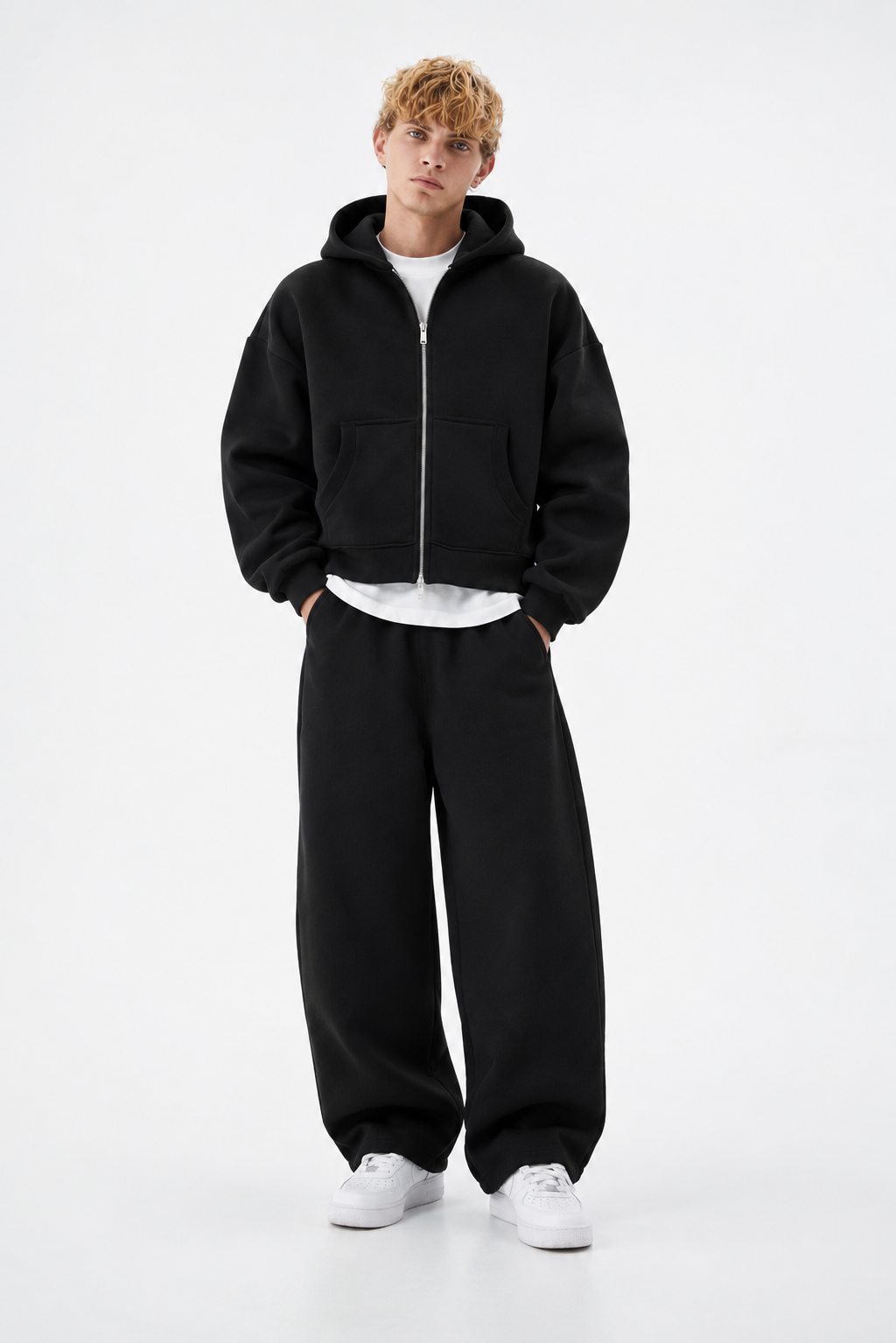 COZY ZIP UP SET - BLACK