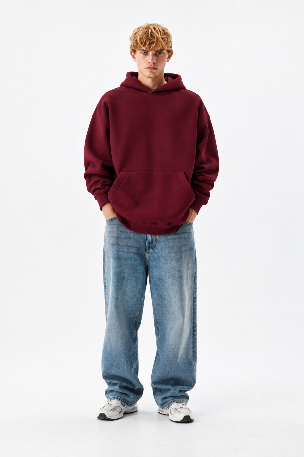 Burgundy Basic Oversized Hoodie
