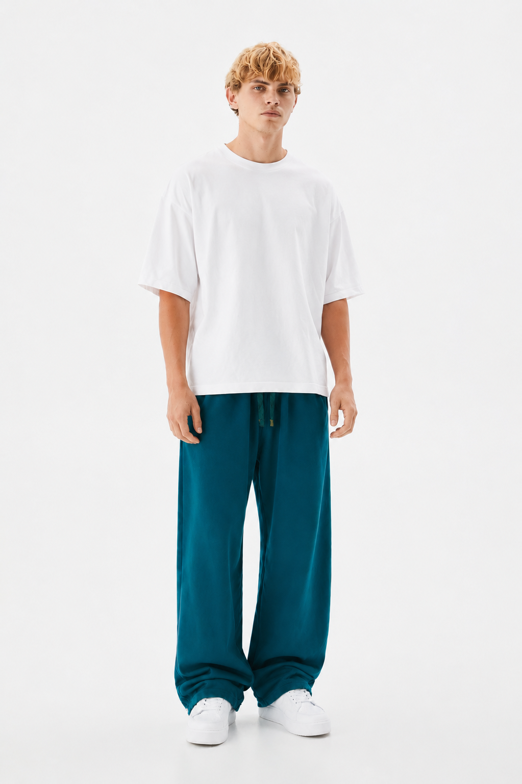 Teal Green Straight Leg Sweatpants