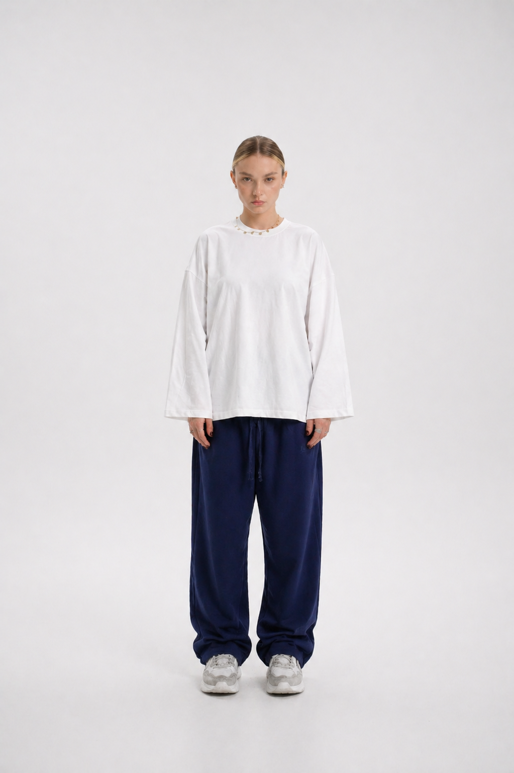 Navy Wide Leg Sweatpants
