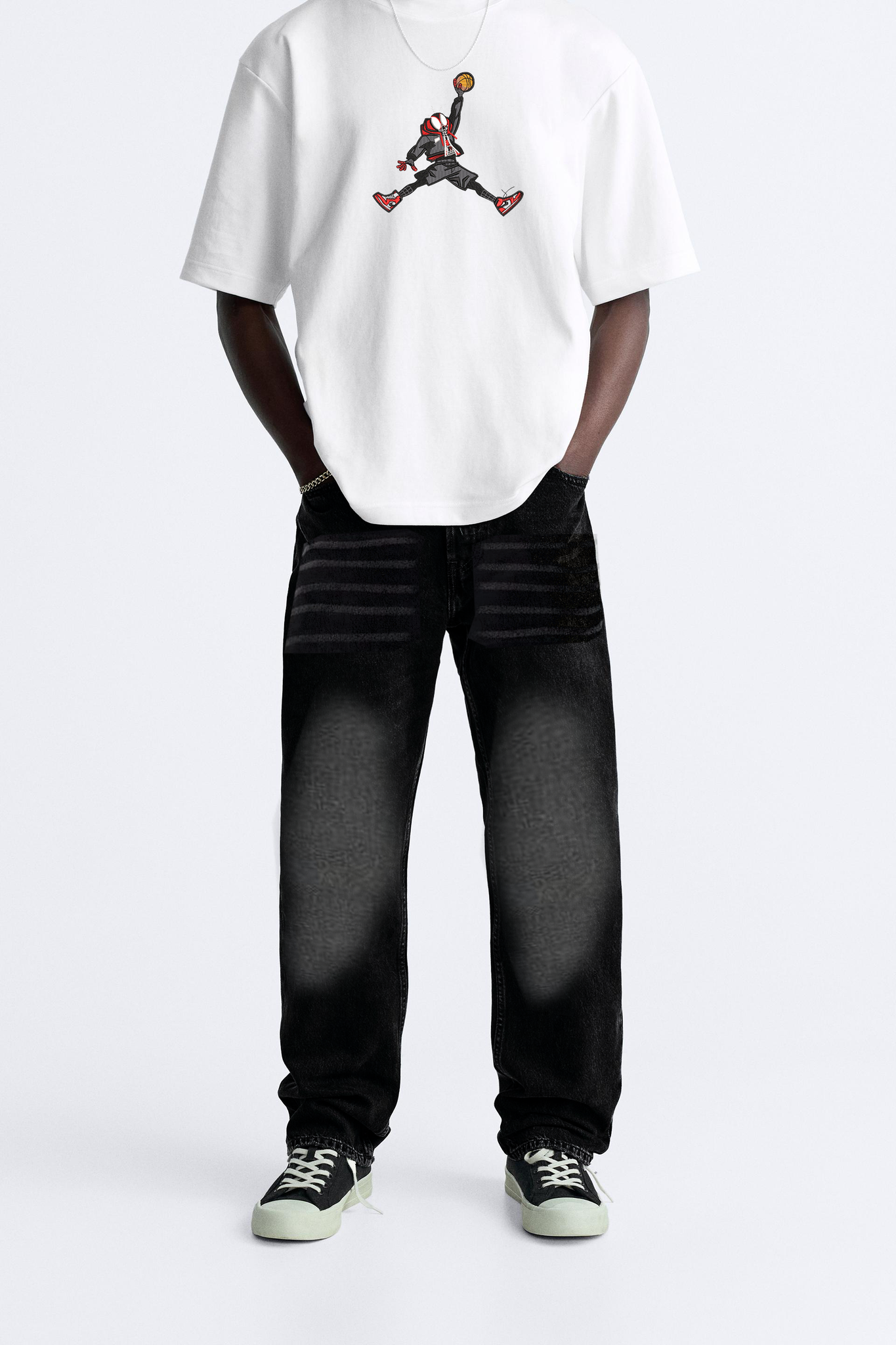 Unisex Washed Black Straight Fit Jeans