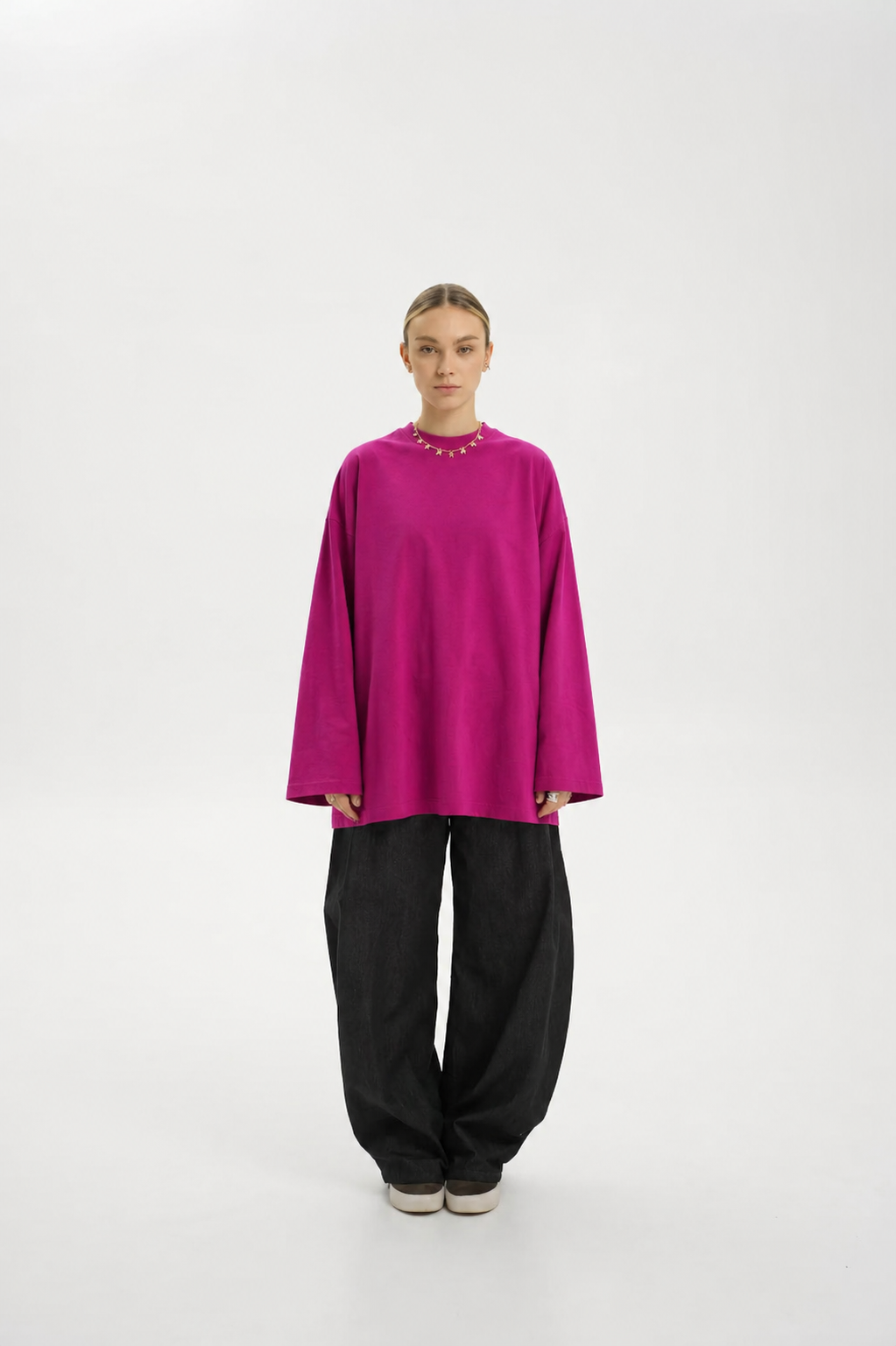 Pink Long Sleeve Oversized T-Shirt