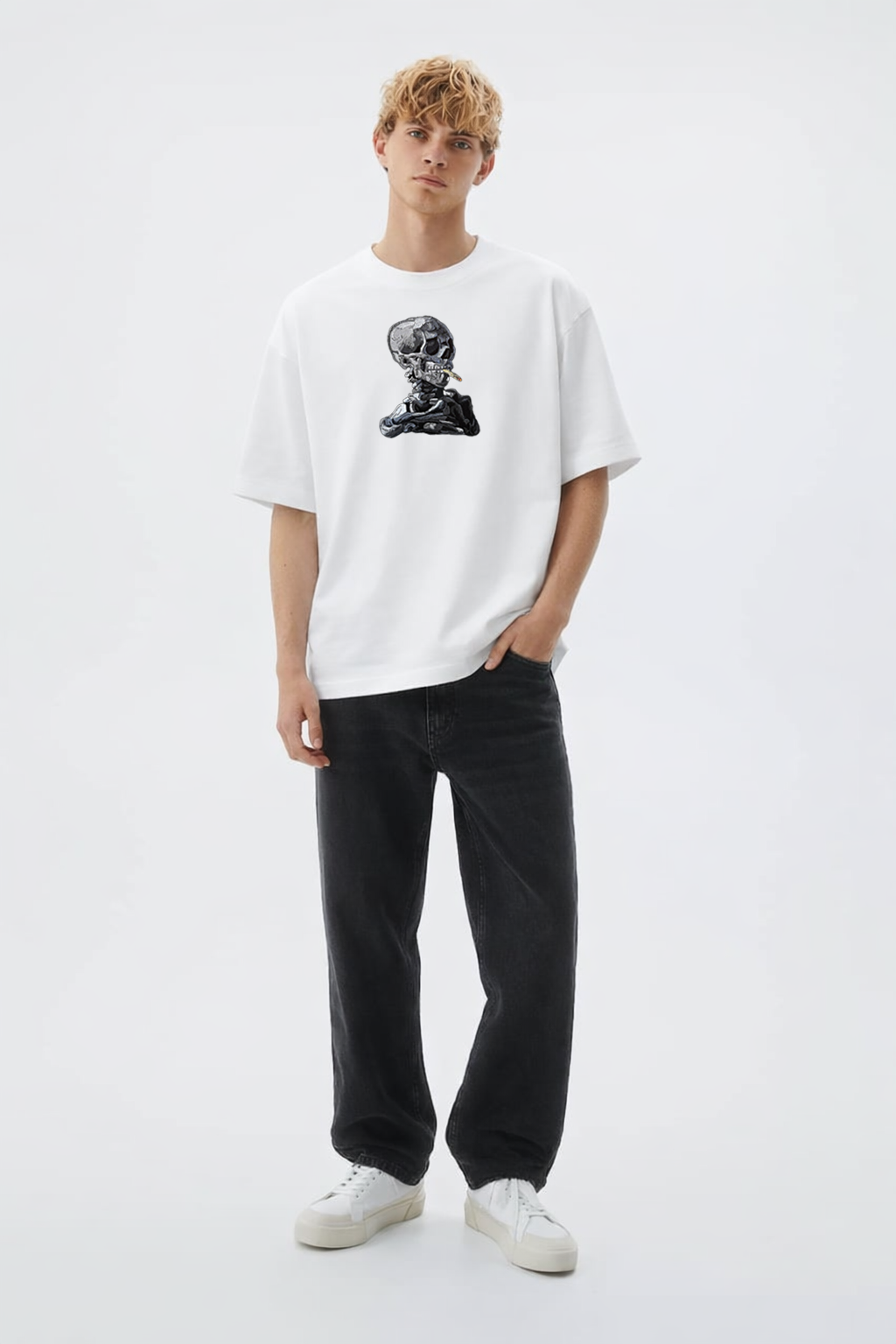 SKULL OF A SKELETON WITH BURNING CIGARETTE T-Shirt