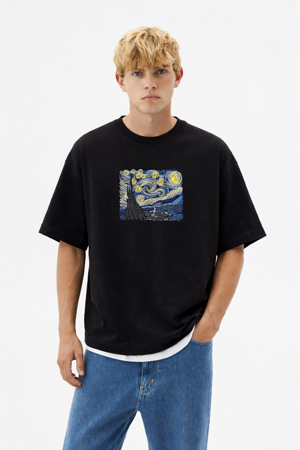 The Starry Night Embroidered T-Shirt