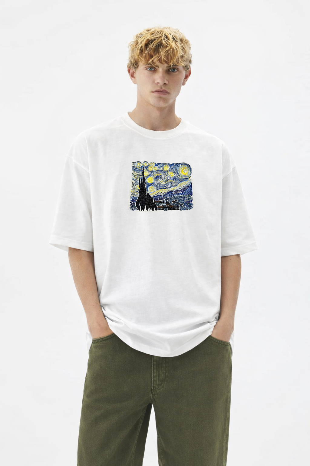 The Starry Night Embroidered T-Shirt