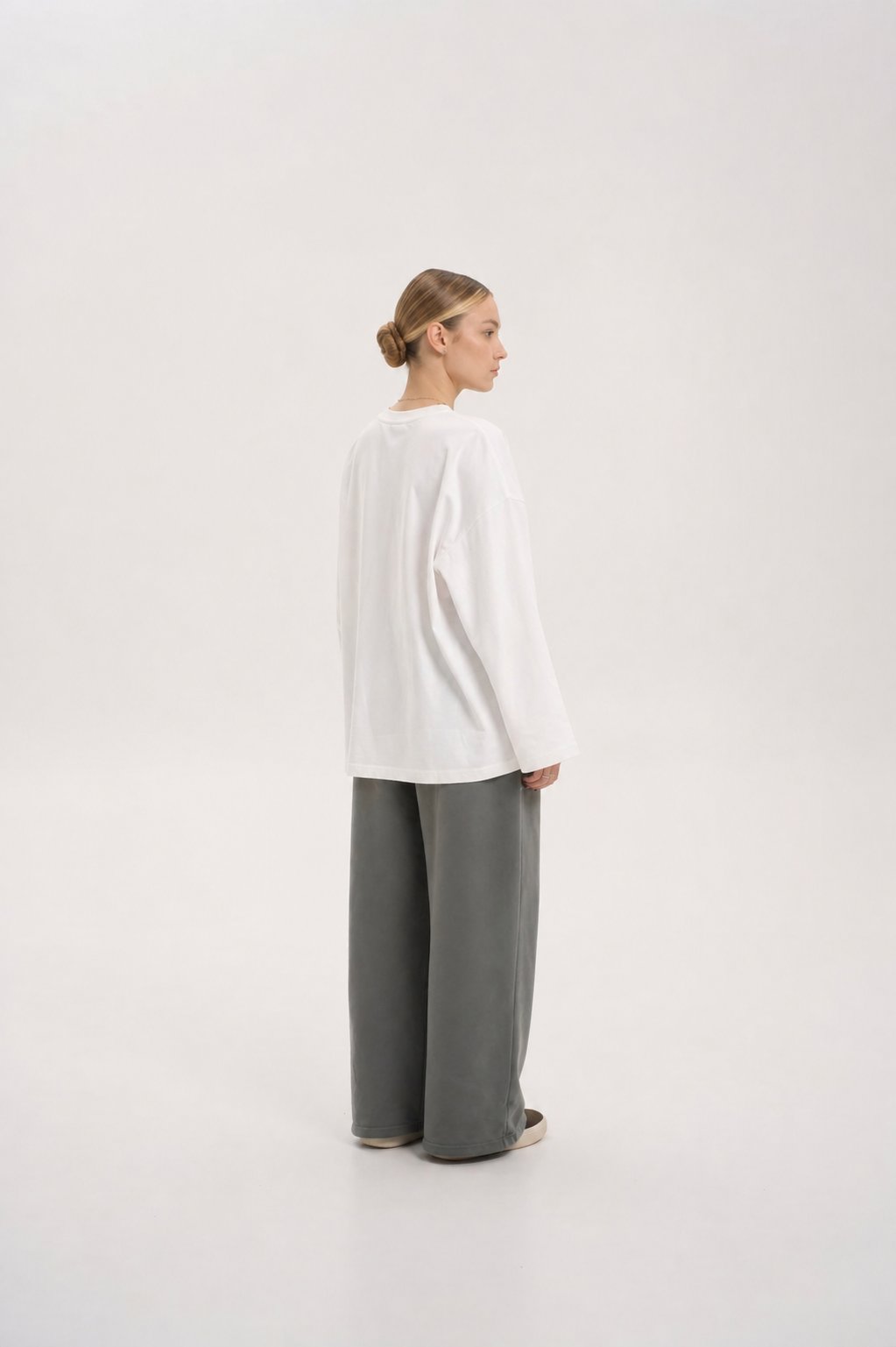Off White Long Sleeve Oversized T-Shirt