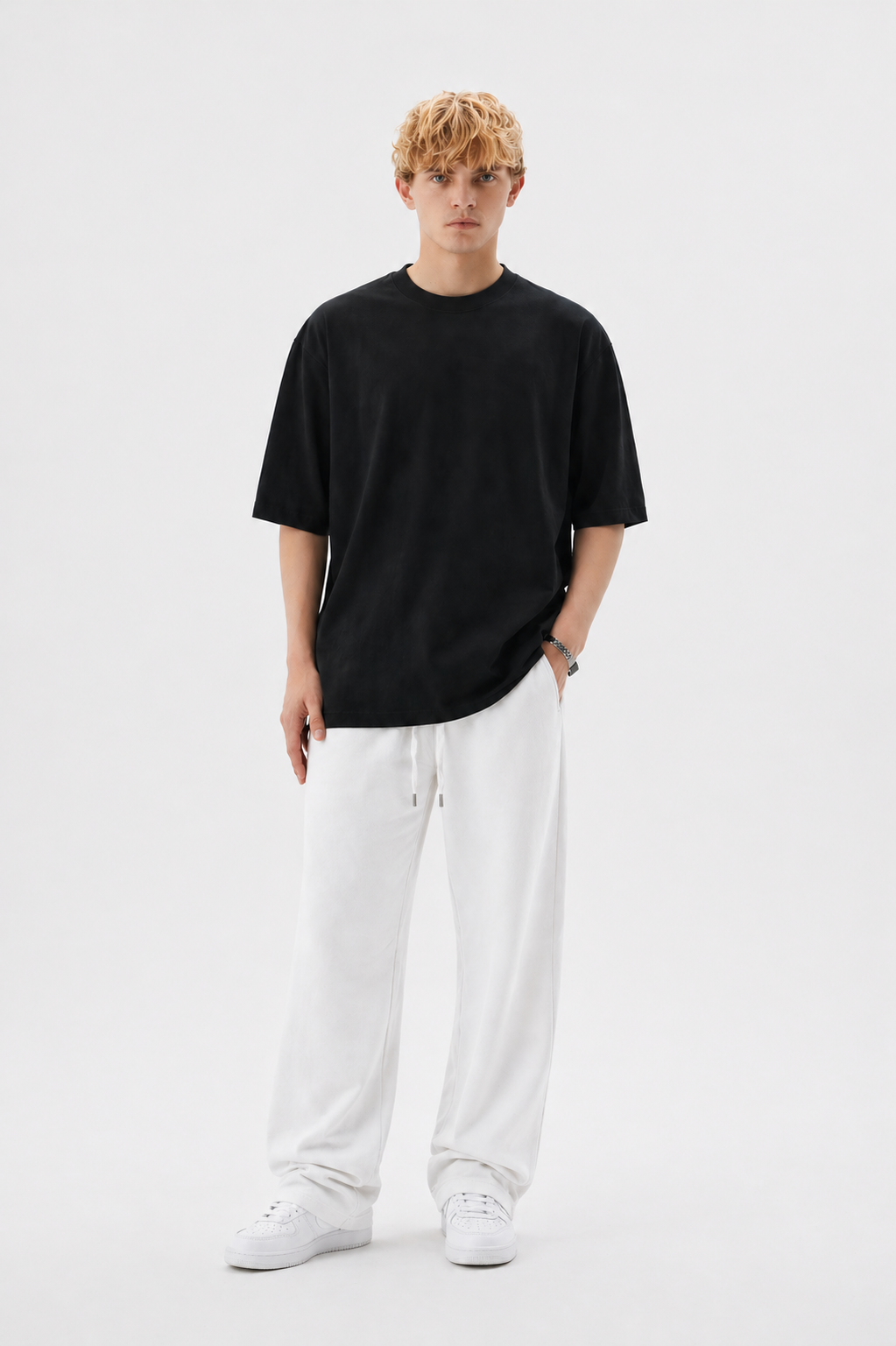 White Straight Leg Sweatpants